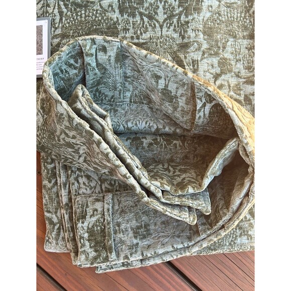 William Morris Window Curtains Panels 38X96 Strawberry Thief Green Embossed 2 PC - Picture 9 of 11